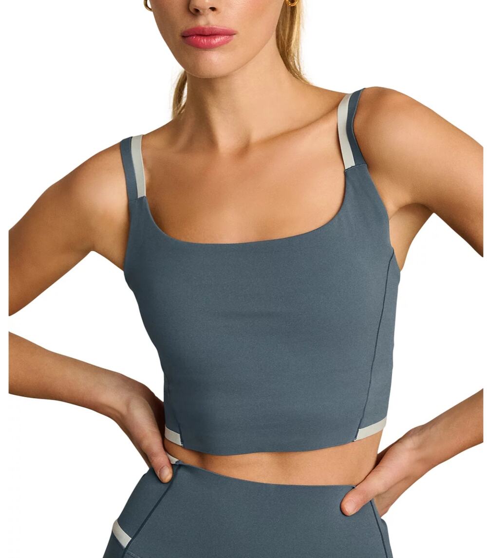 Rhone Instinct Contrast Longline Sports Bra M Blue Granite Top